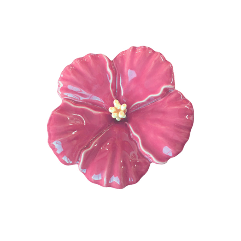 Ceramic Hibiscus Wall Flower in Pink | Handcrafted by Bob Steiner | Perfect for Home Decor, Garden Accents & Gift Ideas
