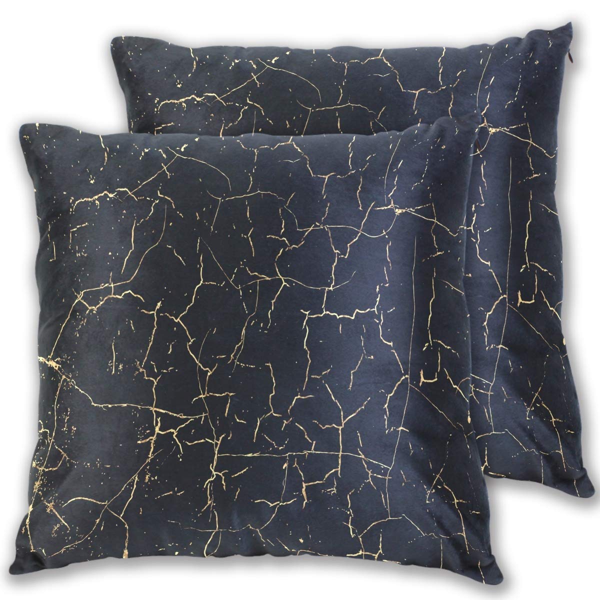 MNSRUU Decorative Pillow Covers 18x18 Inch - 2 Pack Black Marble Print Zippered Throw Pillow Cases for Sofa, Couch, Bed & Living Room - Elegant Home Decor for Modern & Bohemian Interior Design
