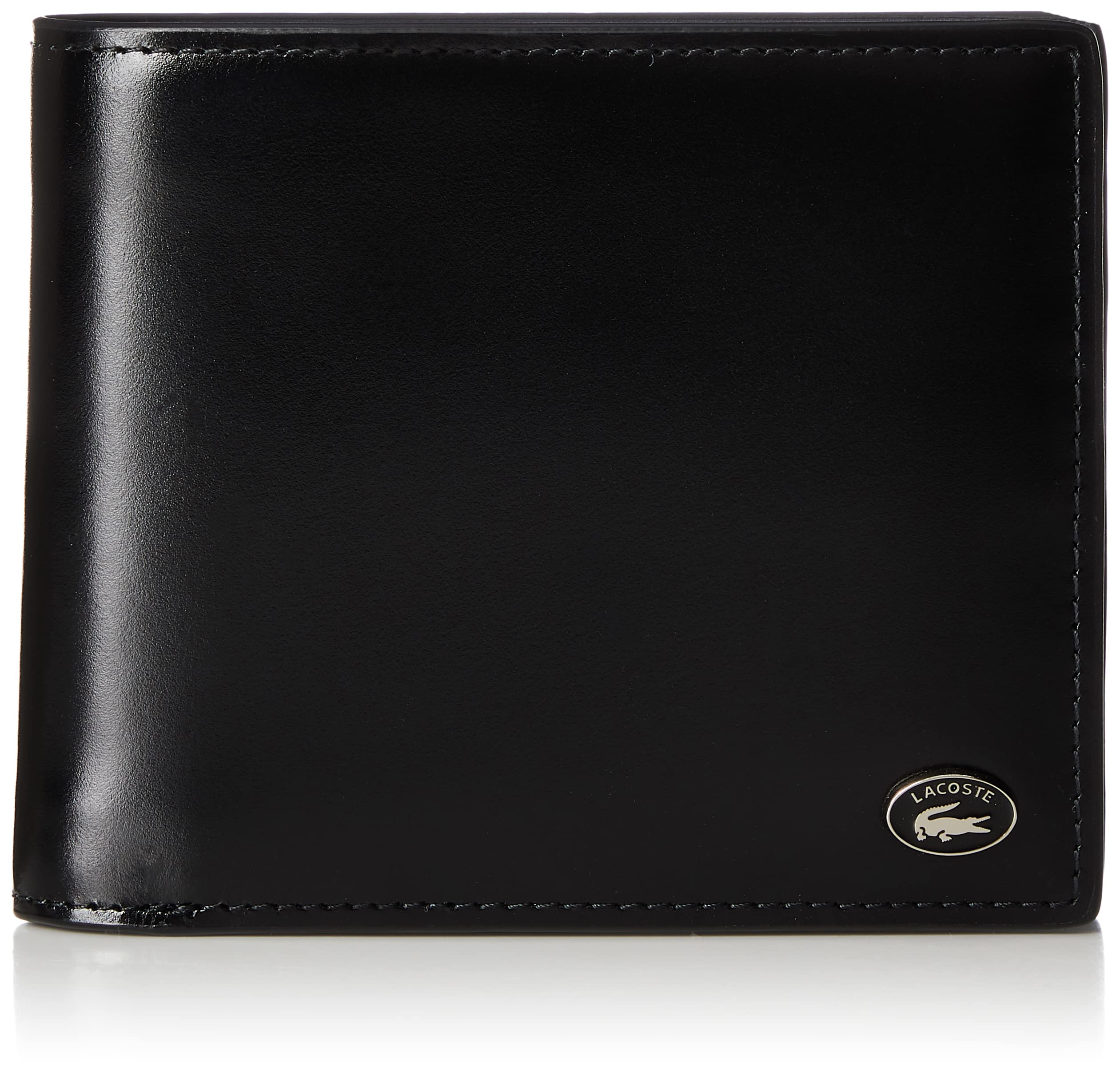 Lacoste Genuine Leather Minimalist Short Wallet for Men - Slim Bifold Card Holder with RFID Protection | Perfect for Everyday Use, Travel & Business