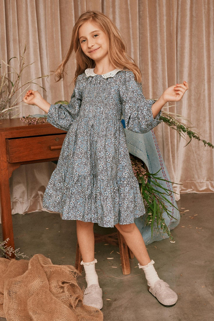 Nellystella Reese Midnight Blooms Girls Dress - Size 4 - Floral Print Party & Special Occasion Outfit for Toddlers