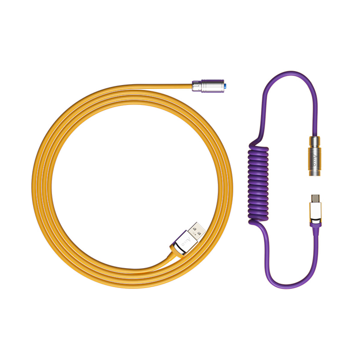 Akko Coiled Aviator Cable V2 - Premium USB-C to USB-A Braided Cable for Mechanical Keyboards (Los Angeles Edition) - Perfect for Gaming, Office & Custom Keyboard Setups