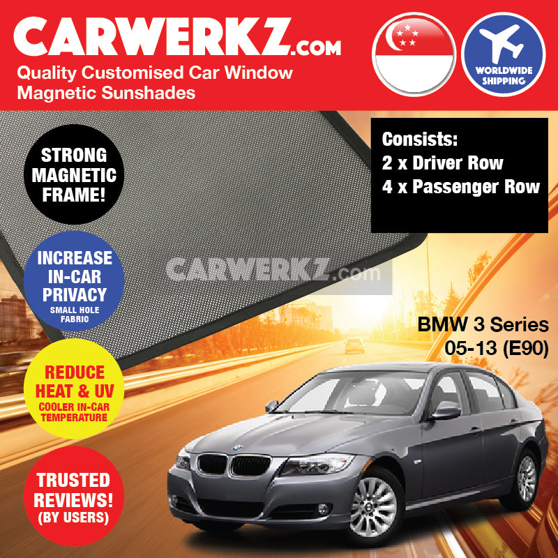 Custom BMW 3 Series E90 (2004-2013) Magnetic Window Sunshades - UV Protection & Heat Blocking for German Sedan | Perfect for Summer Driving & Parking