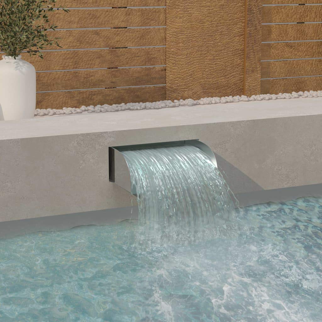 17.7 Inch Stainless Steel Waterfall Fountain for Pools & Gardens | Outdoor Water Feature with Sheer Descent Design | Perfect for Backyard Ponds, Patio Decor & Landscape Waterfalls