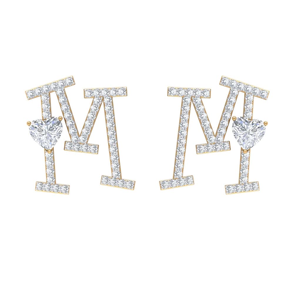 Diamond Initial Earrings A-Z | 14K Solid Gold Personalized Stud Earrings for Women | Screw Back Closure | Perfect for Gifts, Birthdays & Everyday Elegance