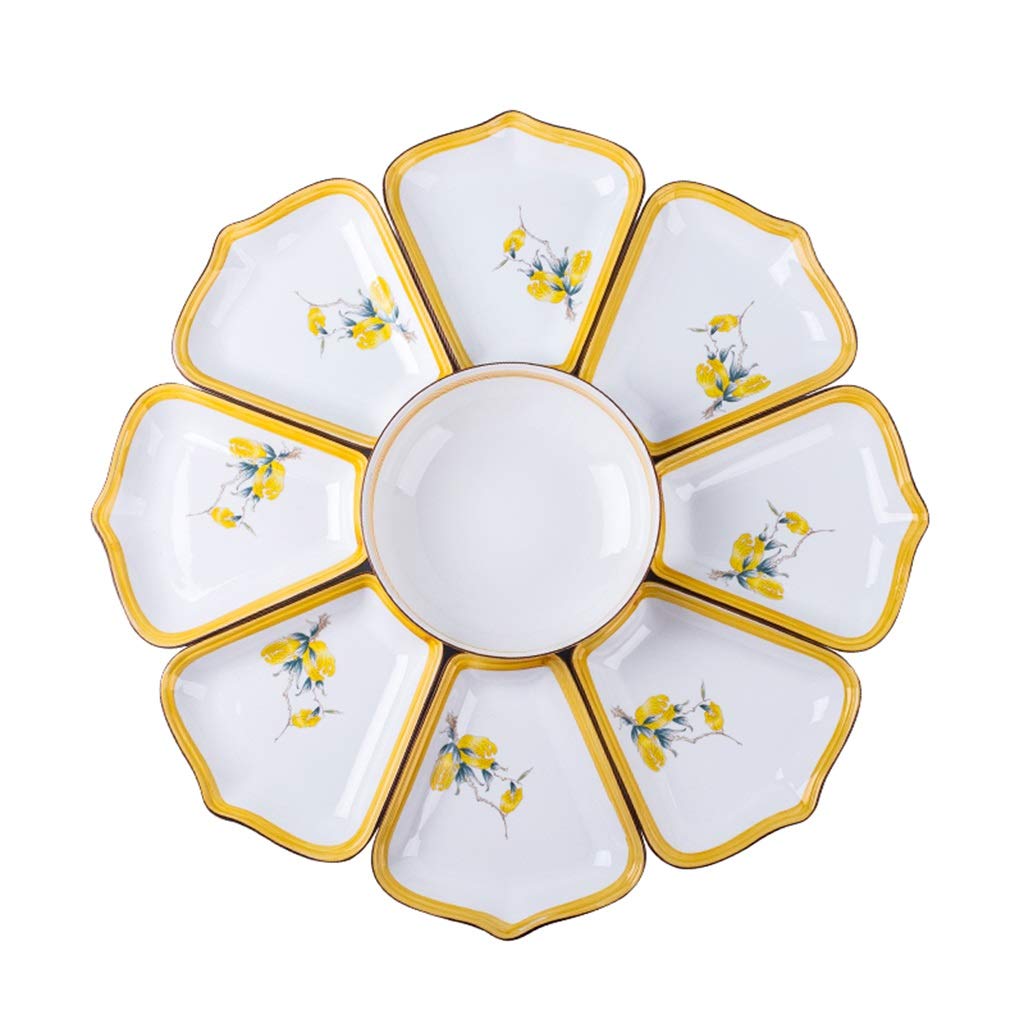 Premium Ceramic Tableware Set - 12-Piece Dinner Plates, Soup Bowls & Salad Dishes for Home & Restaurant Use | Durable Yellow Porcelain Dinnerware for Everyday Meals, Parties & Fondue Nights