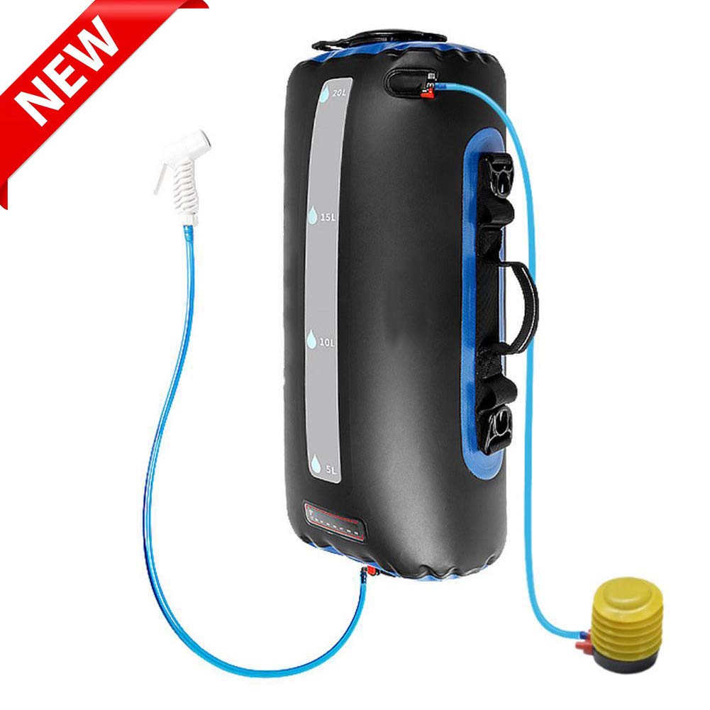 20L Portable Solar Shower Bag for Camping & Hiking - Black Solar Heated Water Bag for Outdoor Travel, Picnic & Beach Use - Lightweight & Multifunctional Solar Bathing Solution