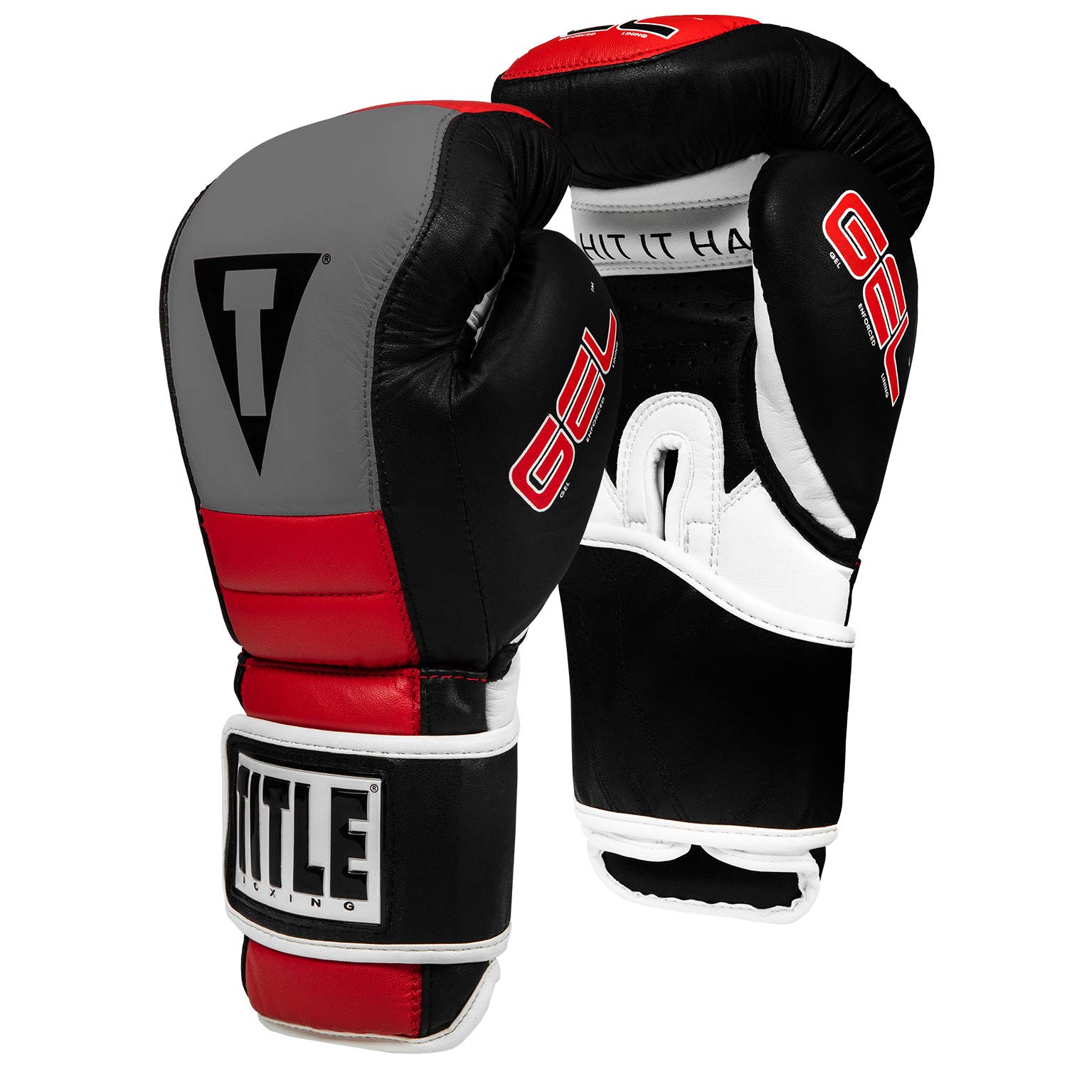 Title Gel Rush Bag Gloves - 12 oz Boxing Gloves for Training & Sparring - Black/Gray/Red - Perfect for Punching Bag Workouts, MMA, Kickboxing & Fitness Training