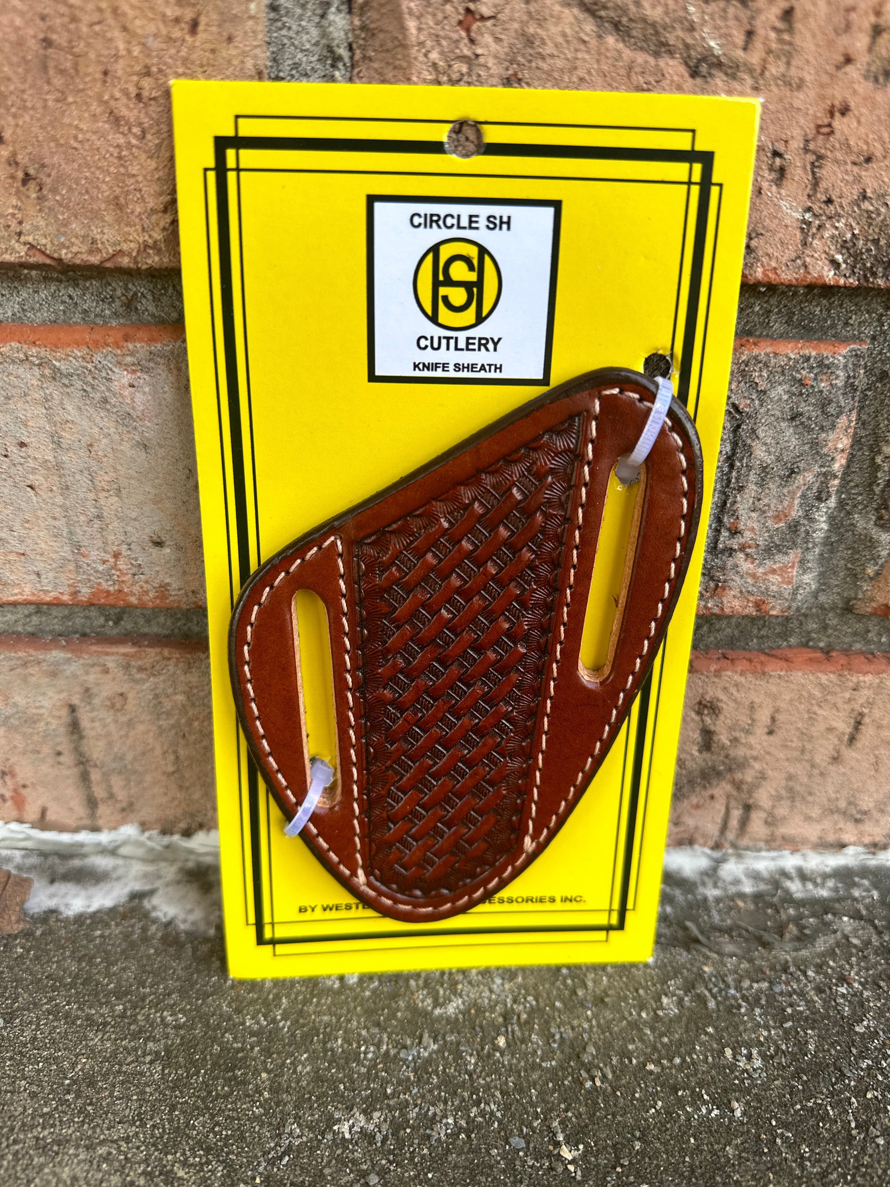 Circle SH Basketweave Knife Sheath KS 272 - Durable Leather Knife Holder for Hunting, Camping & Outdoor Adventures