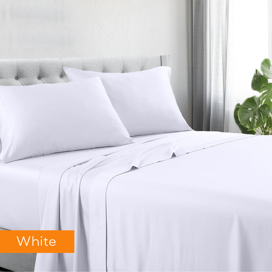 1200 Thread Count Luxury Hotel Quality Cotton Rich Sheet Set - Mega King Size, White - Perfect for Master Bedrooms, Guest Rooms & Upscale Accommodations