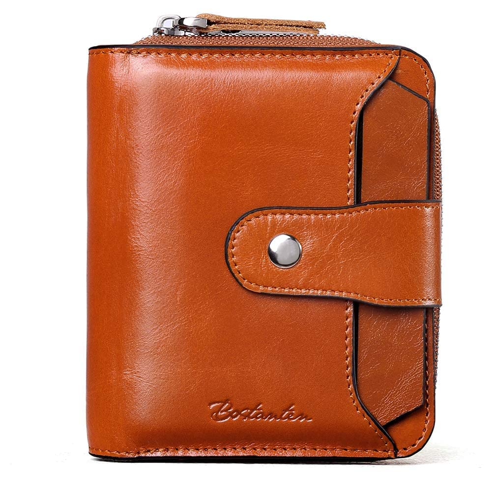 BOSTANTEN Women's Designer Leather Handbag Tote Shoulder Bag & RFID Blocking Bifold Wallet Set - Black Handbag & Brown Wallet for Work, Travel & Everyday Use