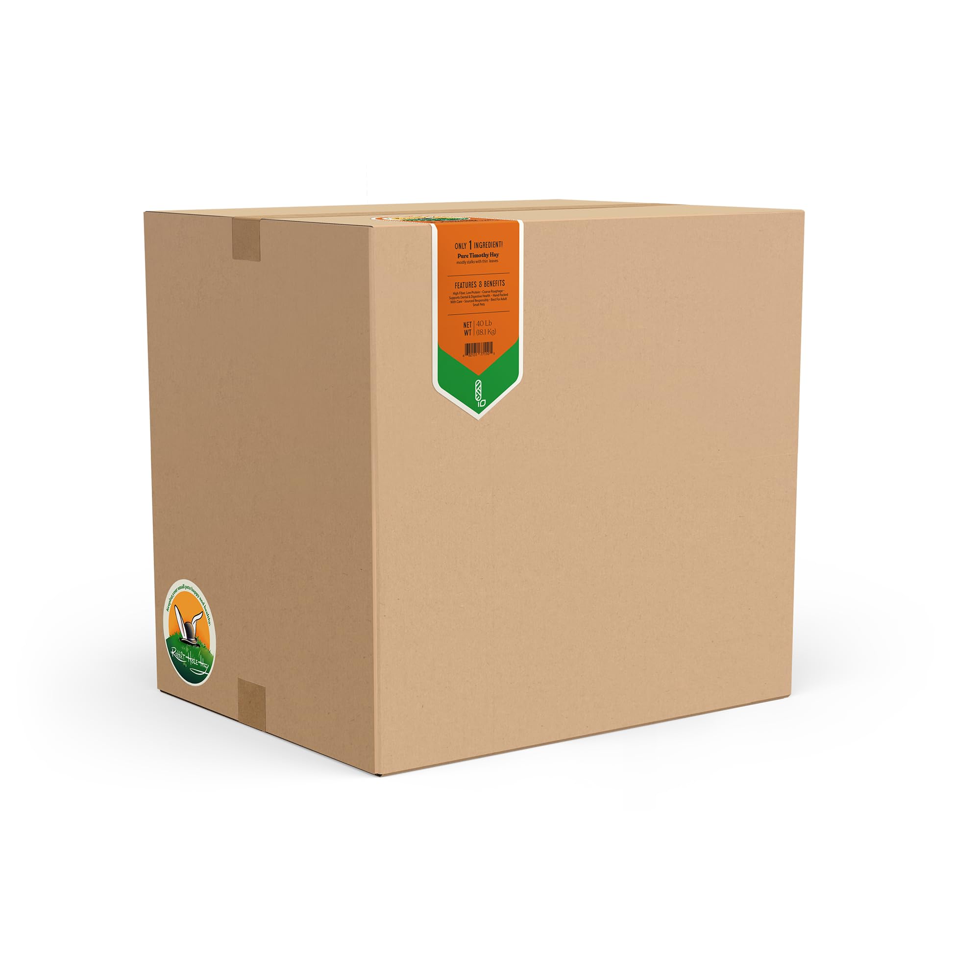 Premium Coarse Timothy Hay for Rabbits, Guinea Pigs & Small Pets - 40lb Bulk Box - High Fiber Digestive Health - Perfect for Daily Feeding, Cage Bedding & Foraging Activities