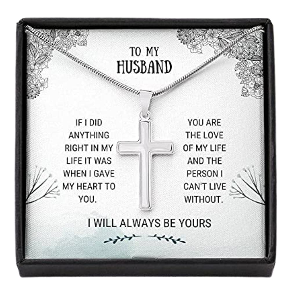 Tek Weh Love of My Life - Handcrafted Cross Pendant Necklace for Husband | Thoughtful Anniversary, Birthday & Romantic Gift for Him from Wife | Perfect for Weddings, Date Nights & Special Occasions