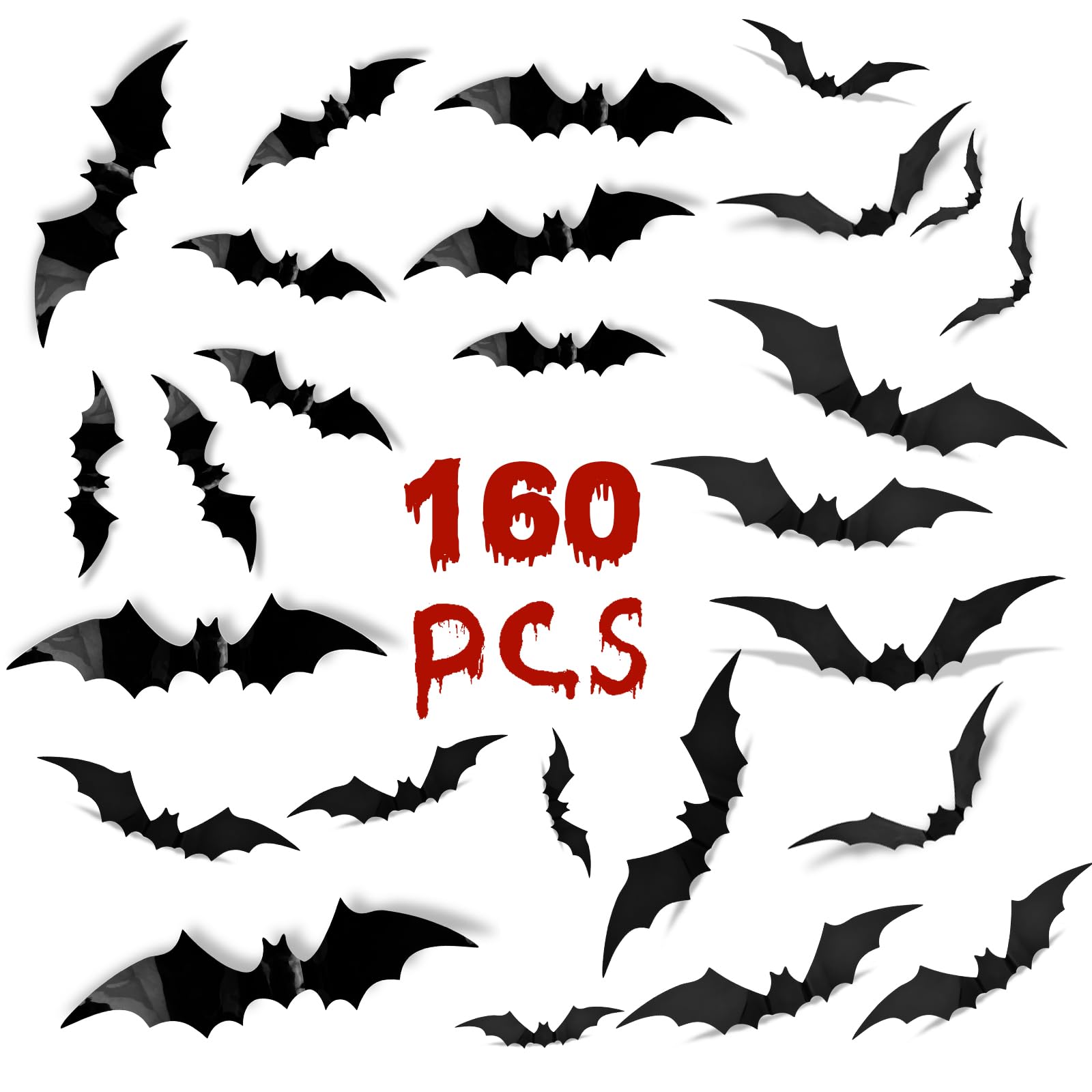 160 Pcs Halloween Bat Decorations - Indoor & Outdoor Halloween Party Decor for Bedroom, Wall, and Clearance Sale | Spooky Halloween Party Supplies for Home, Yard, and Events