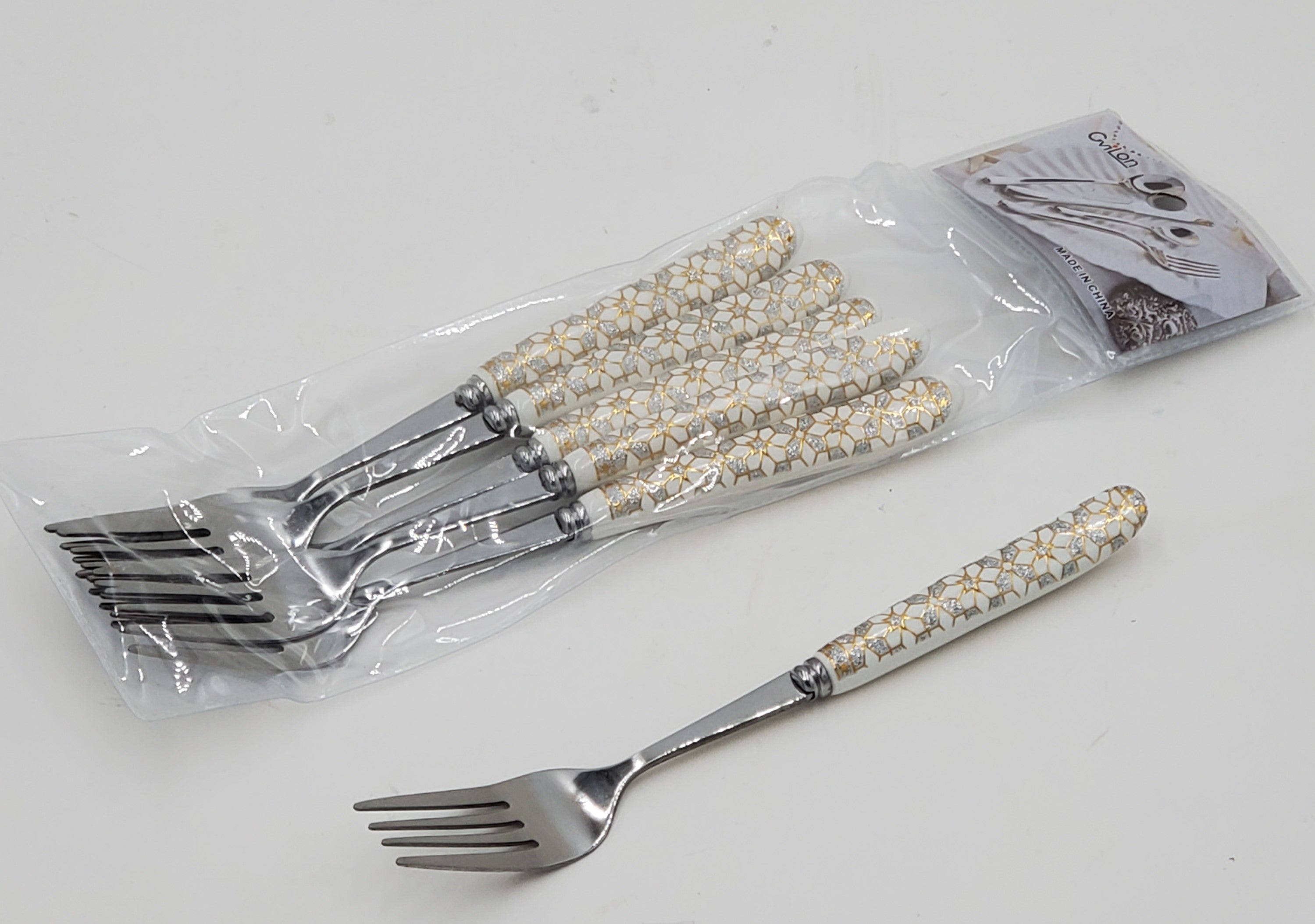 6-Piece Stainless Steel Dinner Fork Set - Elegant Silver & Gold Cutlery for Fine Dining, Parties, and Home Entertaining