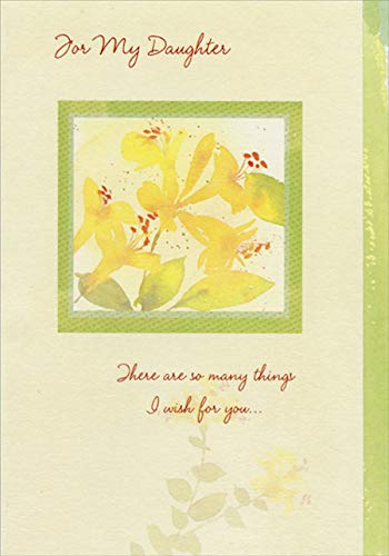 Designer Greetings Yellow Flowers in Green Frame Birthday Card - Thoughtful Daughter Birthday Greeting Card for Special Occasions | Perfect for Birthdays, Mother's Day & Family Celebrations