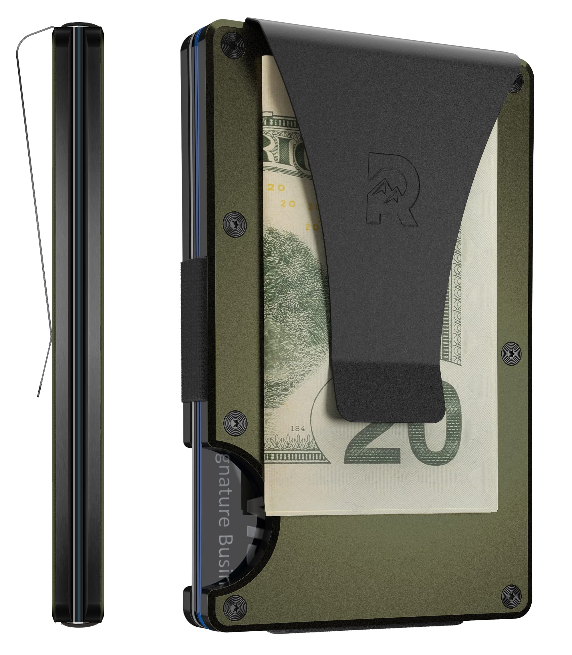 Ridge Slim Minimalist RFID Blocking Front Pocket Wallet for Men - Matte Olive Card Holder | Perfect for Travel, Everyday Carry & Secure Storage