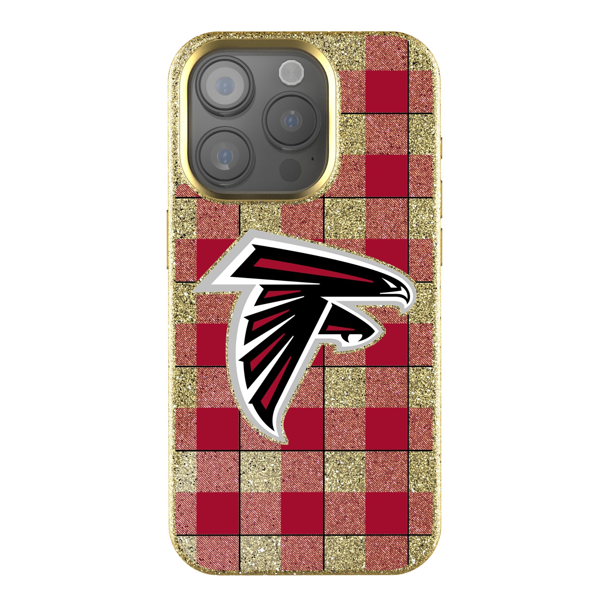 Atlanta Falcons Plaid Rhinestone Phone Case - Glittery NFL Team Design for iPhone & Samsung - Perfect for Game Day & Falcons Fans