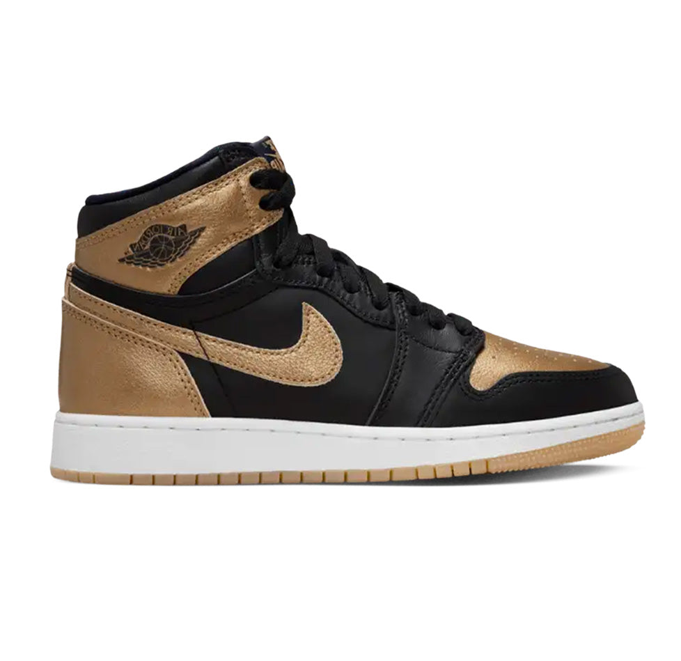 Nike Kids Air Jordan 1 Retro High OG Basketball Shoes - Black/Metallic Gold for Boys & Girls - Stylish Sneakers for School, Sports & Casual Wear