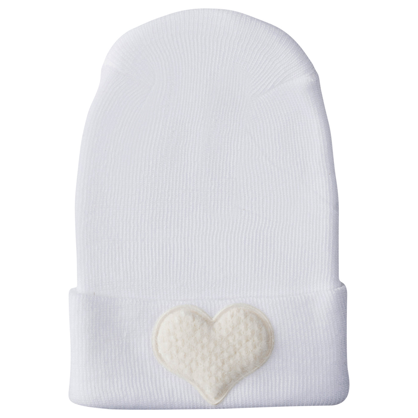 Adorable Newborn Baby Hospital Hat - Soft Fuzzy Ivory Heart Design for Infants & Newborns | Perfect for Baby Showers, Photography, and First Outfits