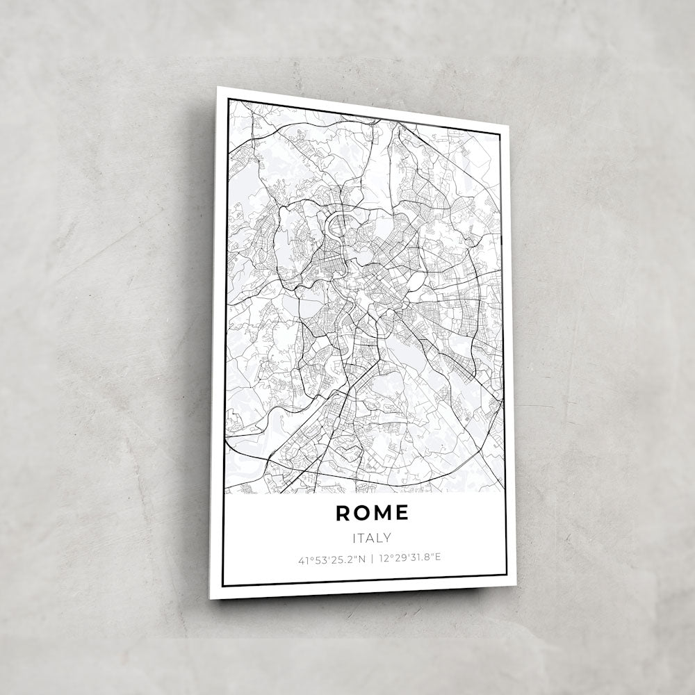 Rome Map Glass Wall Art - Elegant Home Decor for Living Room, Office & Gifts - Perfect for Travel Lovers & Italy-Themed Interior Design