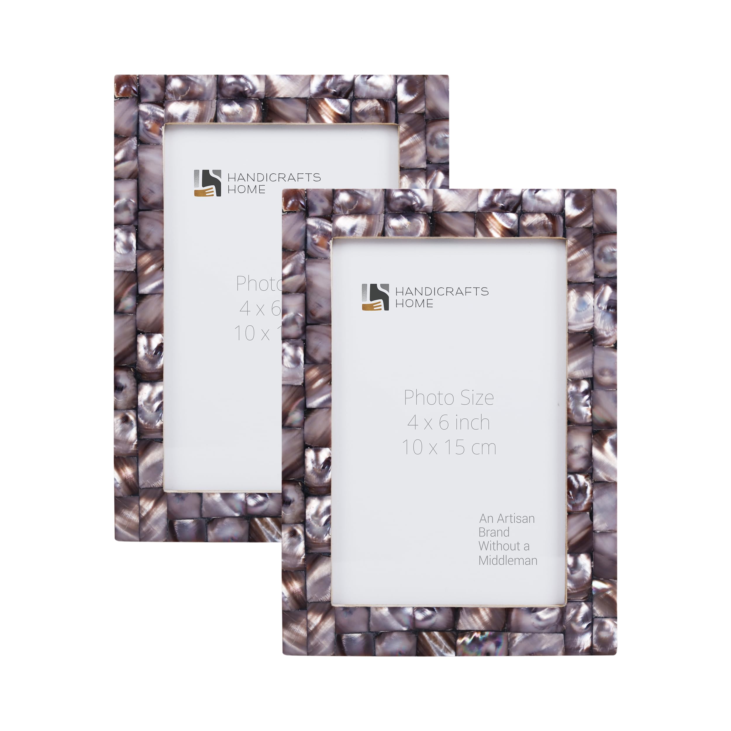 Handmade 4x6 Picture Frames (2-Pack) - Mother of Pearl Collection for Wall & Table Display | Home Decor Gift