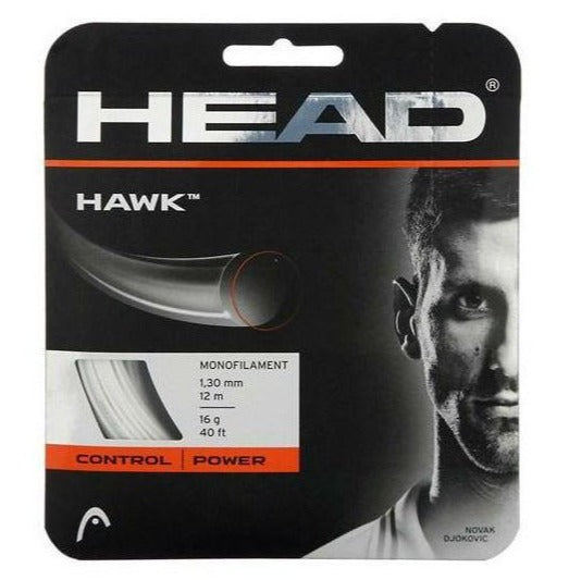 Head Hawk 16/1.30 Tennis String (White) - Premium Polyester Tennis Racket String for Control & Spin | Ideal for Competitive Players & Tournament Use