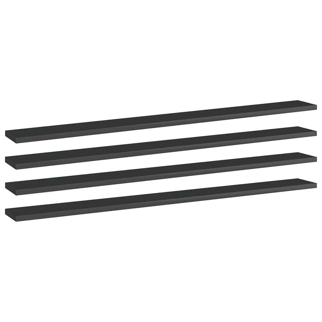 4-Pack High Gloss Black Bookshelf Replacement Panels - Floating Shelves for Book Storage & Display - Modern Organizer for Home Office, Living Room, Bedroom (Accessories Not Included)