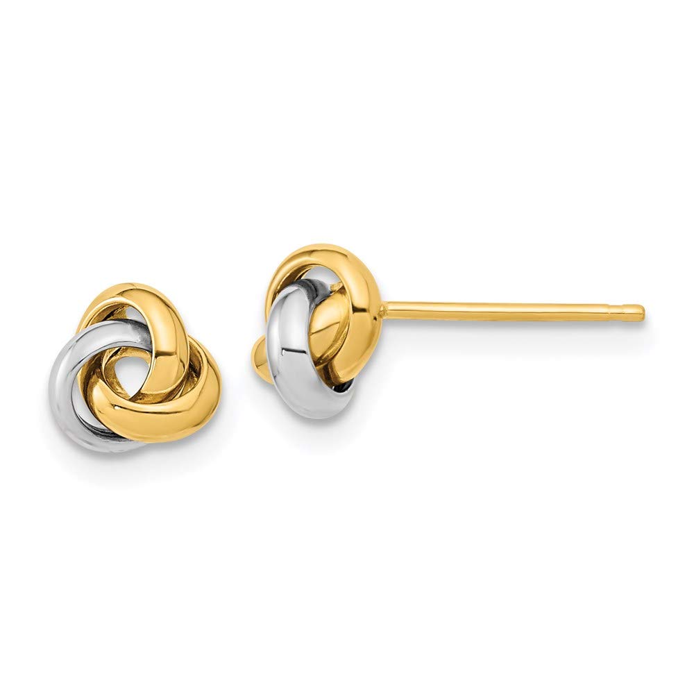 Amanda Rose 14K Two-Tone Gold Love Knot Earrings for Women - Elegant Dainty Jewelry Gift for Valentine's Day, Anniversary & Special Occasions
