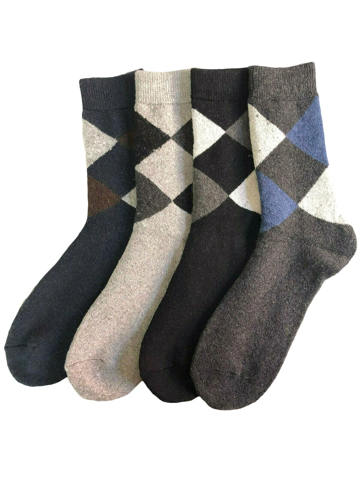 4 Pairs Men's Winter Warm Thermal Crew Socks - Thick Lambswool Ankle Socks for Hiking, Skiing & Outdoor Activities - Cold Weather Cozy Footwear