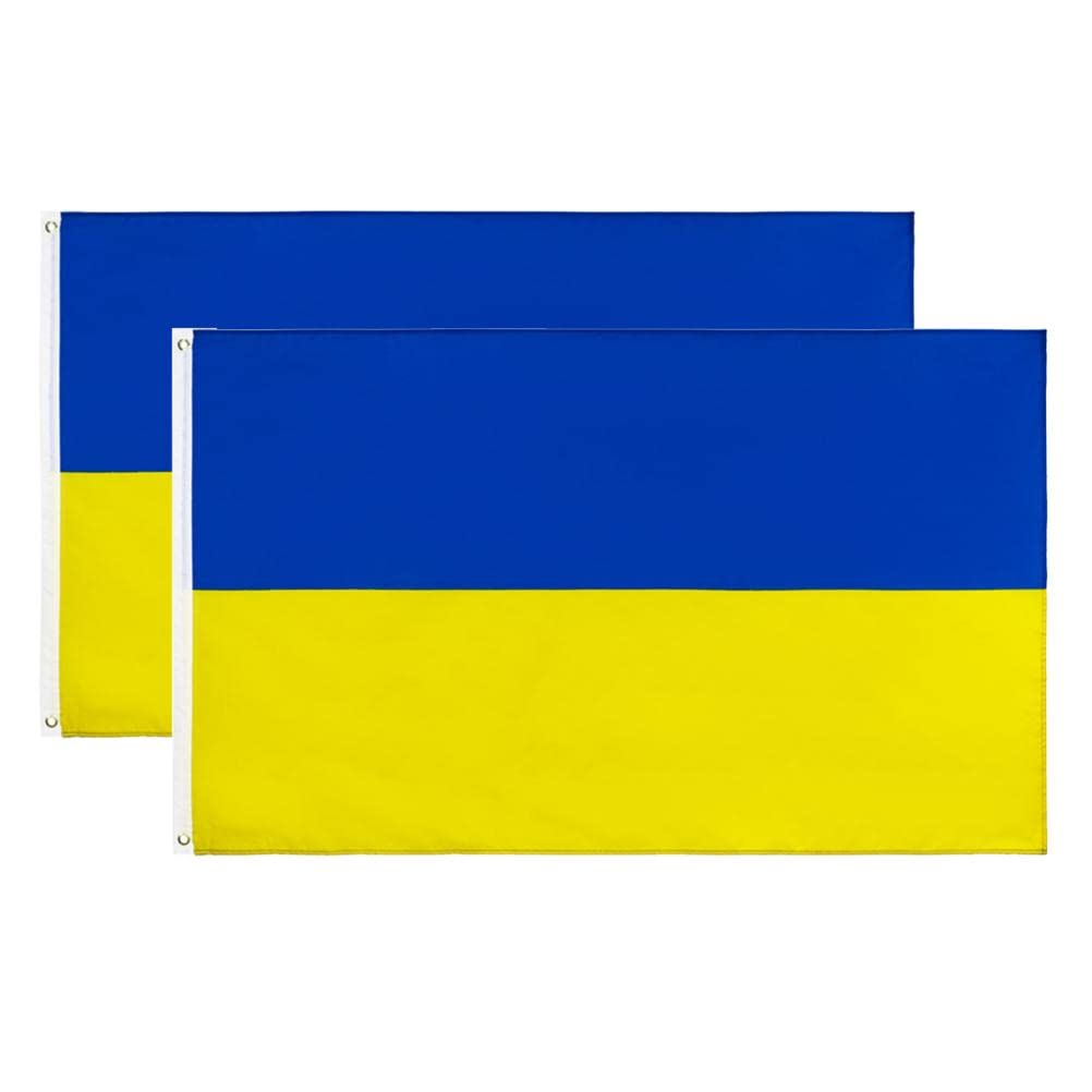 Tawohi 2 Pack Ukraine Flag 3x5 Feet - Durable Outdoor Ukrainian National Flag with Brass Grommets, Blue & Yellow Polyester Banner for Wall Decor, Parades, Sporting Events & Patriotic Displays