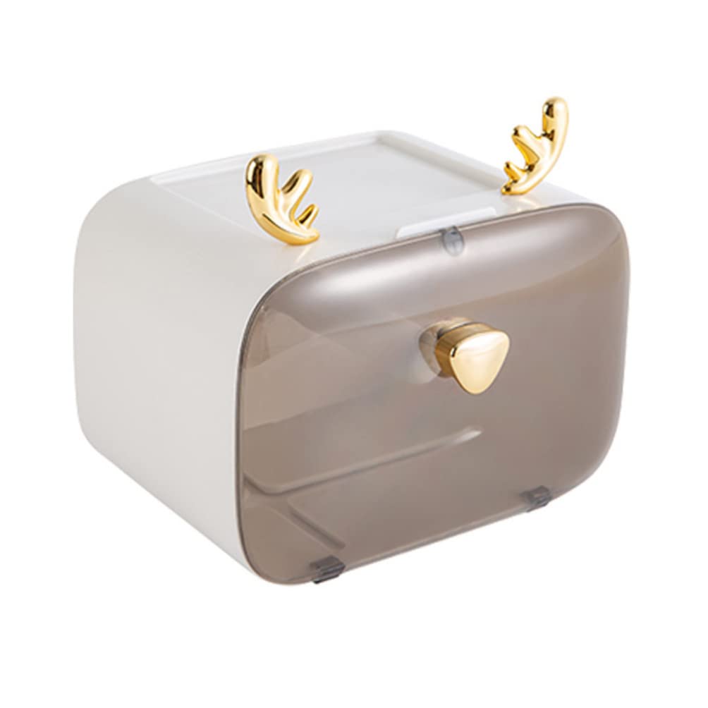 DOITOOL Golden Wall-Mounted Tissue Box Holder - Waterproof Bathroom Decor, Decorative Toilet Paper Cover for Home & Office Use