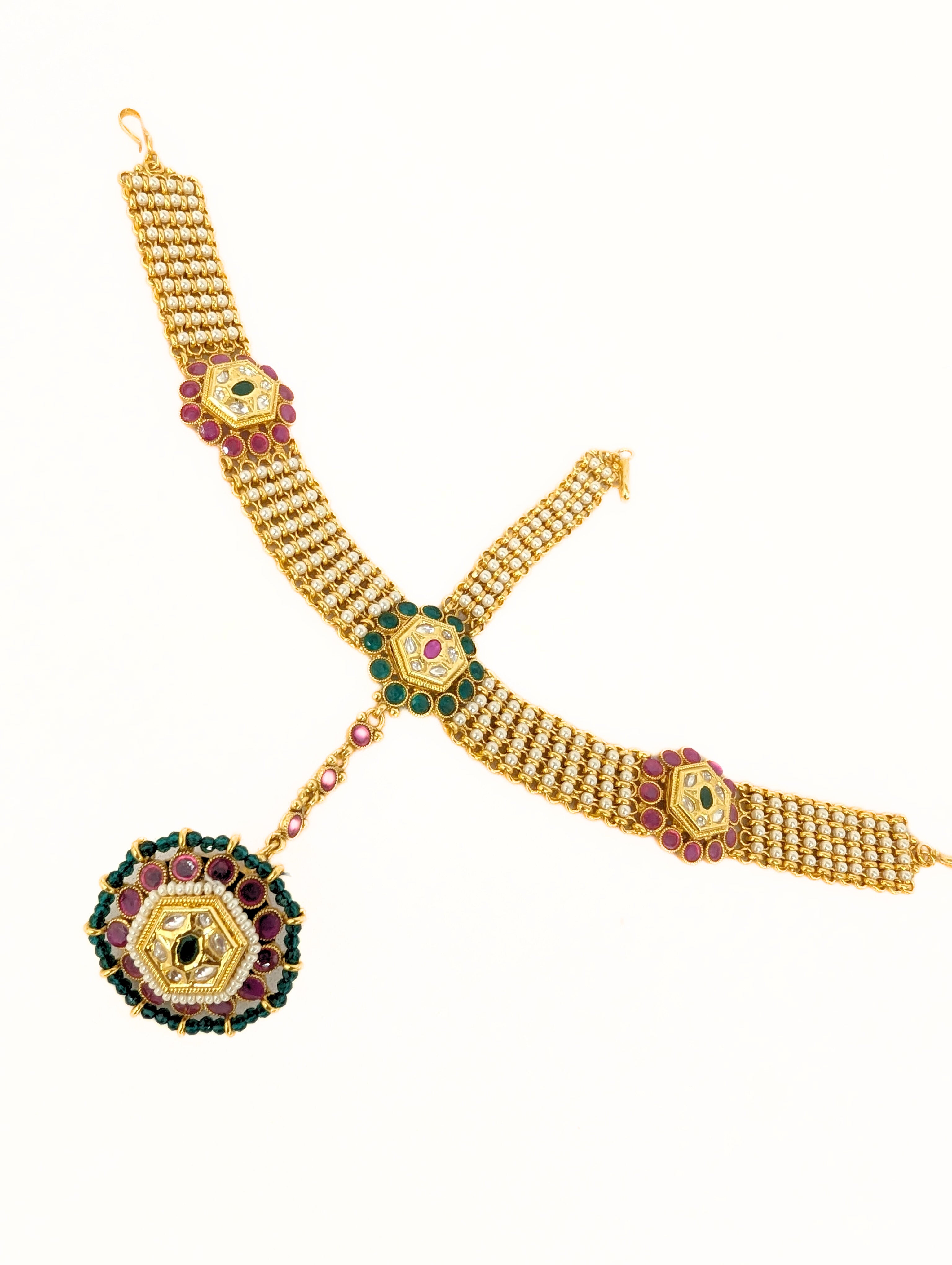 Authentic Meera Kundan Sheeshphool Indian Bridal Jewelry Set | Handcrafted Kundan Necklace & Earrings | Perfect for Weddings, Festivals & Special Occasions
