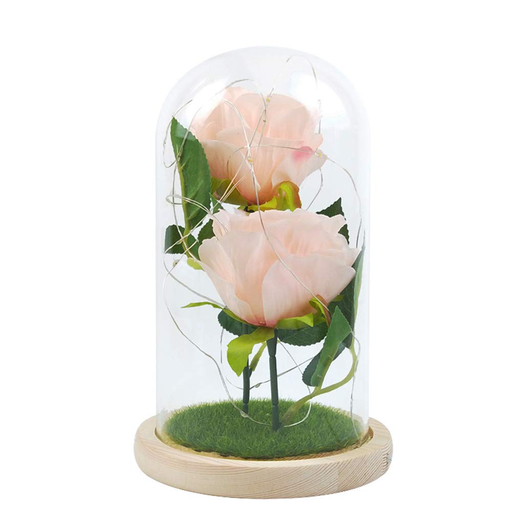 SDstore LED Rose Flower Lamp with Glass Cover - Artificial Floral Light for Mother's Day, Valentine's Day, Wedding Anniversary Gifts - Romantic Home Decor & Bedroom Night Light