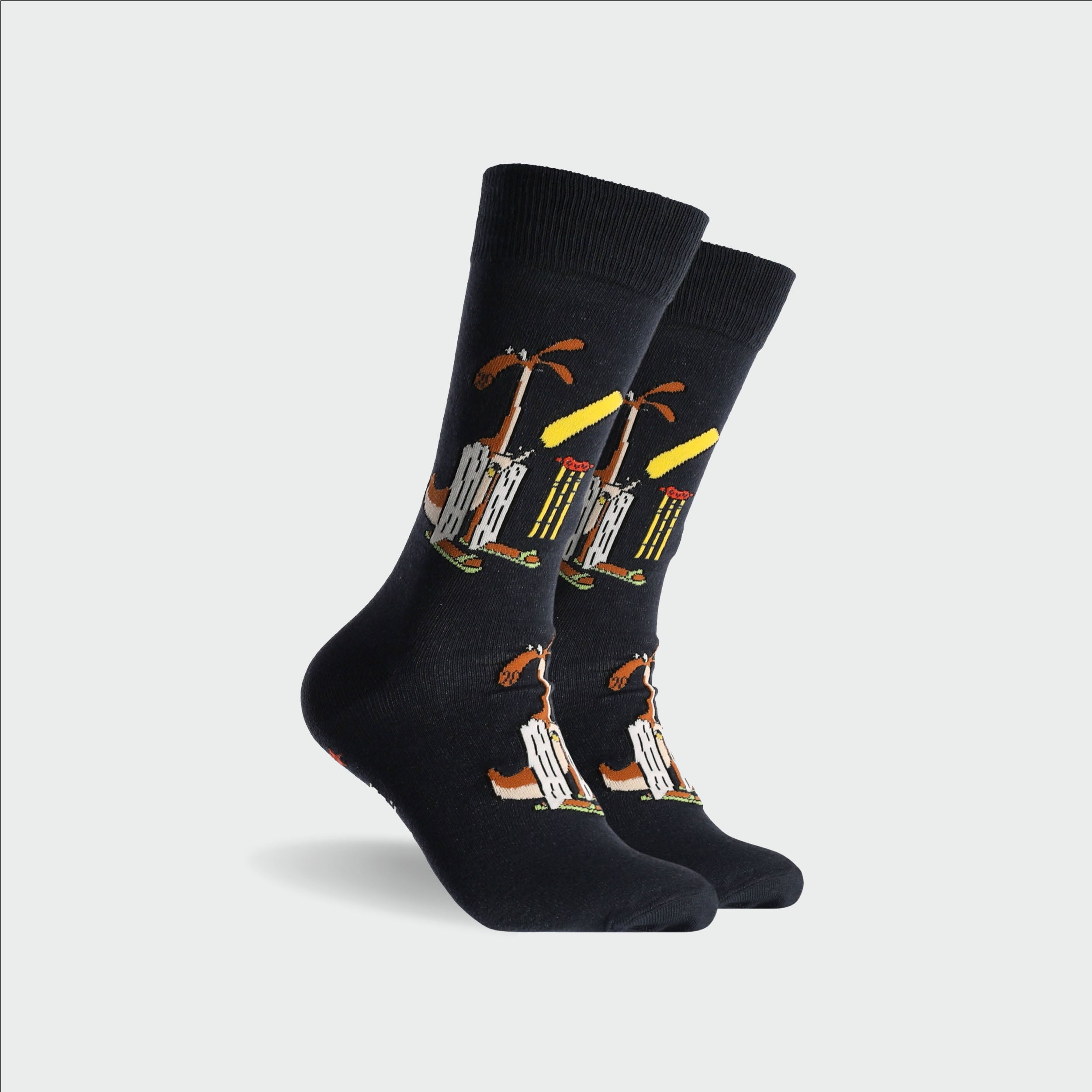 Men's Kangaroo Cricket Cotton Crew Socks - Soft Breathable Athletic Socks for Sports & Casual Wear - Navy Blue