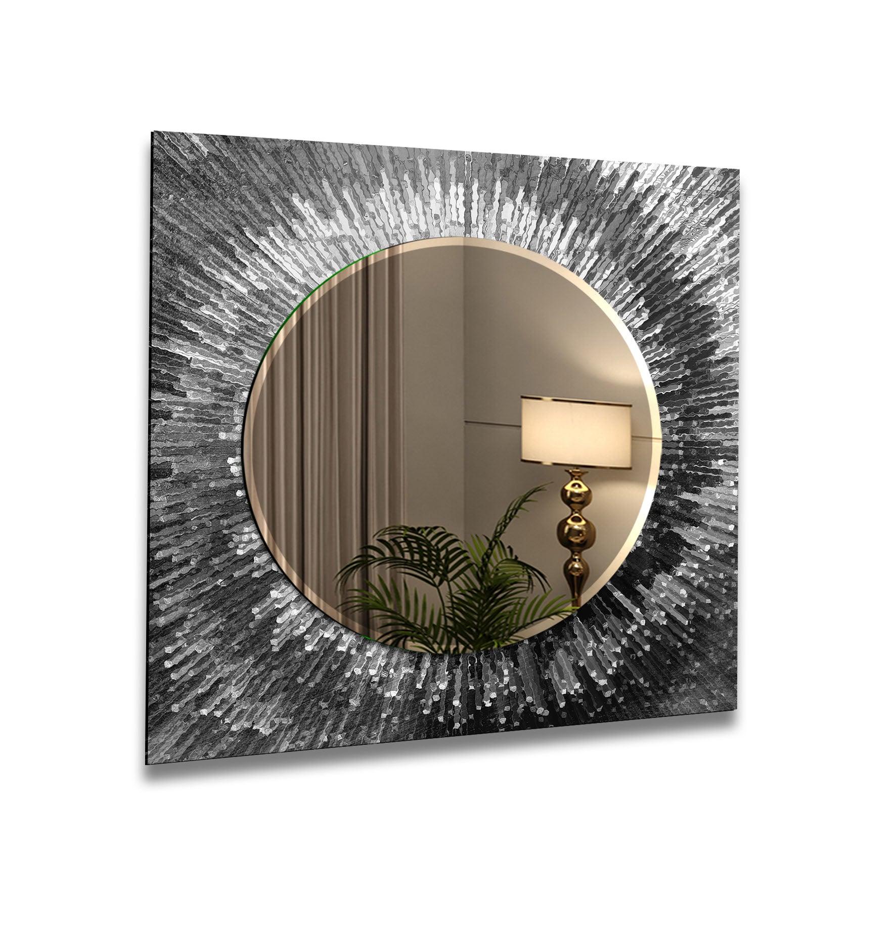 Stylish Black Splash Wall Mirror - Modern Decorative Bathroom & Living Room Mirror for Home Decor - Perfect for Vanity, Entryway, and Bedroom Accent