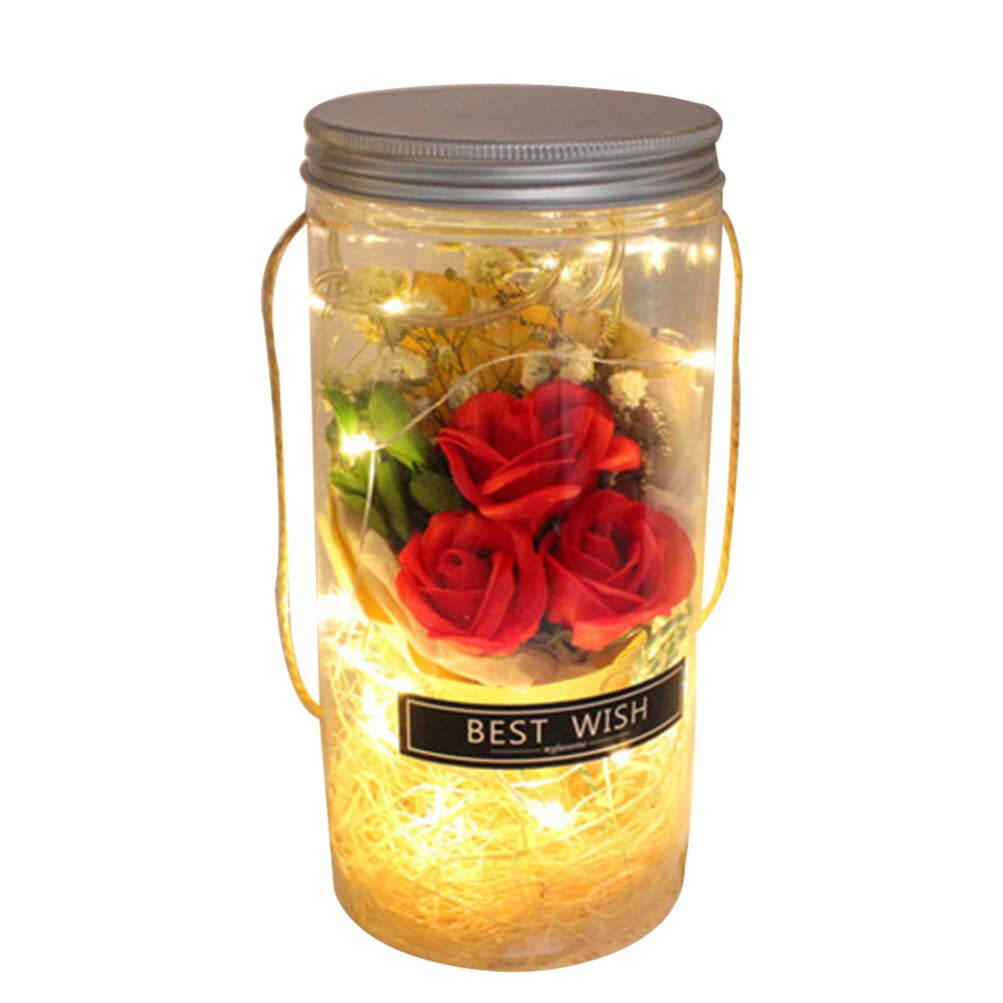 Eternal Rose Night Light - Preserved Real Roses in Glass Wishing Bottle, Romantic Gift for Valentine's Day, Mother's Day, Wedding & Birthday (Red) - Perfect for Bedroom Decor, Anniversary Surprise & Romantic Proposals