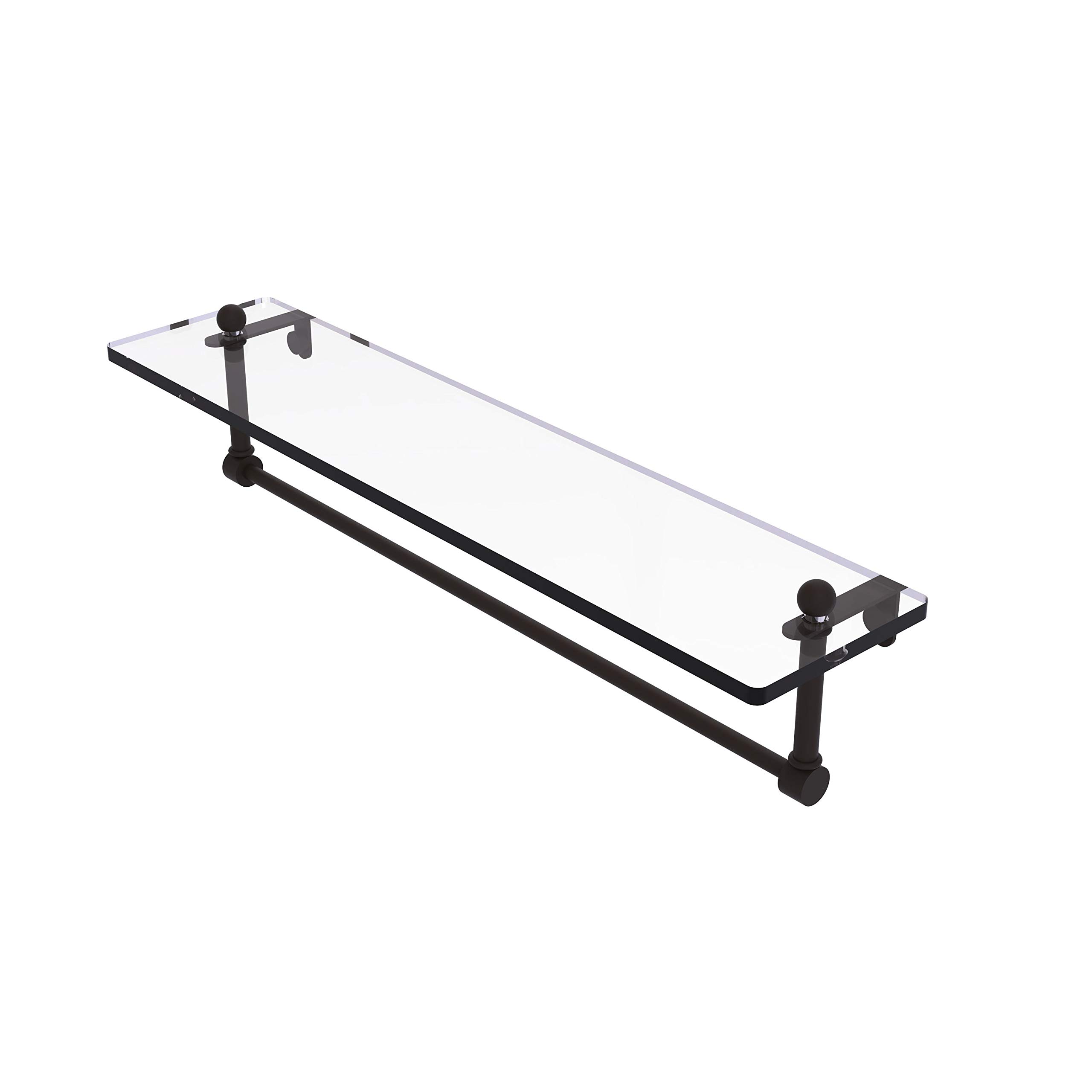 Allied Brass PR-1/22TB 22 Inch Bathroom Vanity Towel Bar with Glass Shelf - Oil Rubbed Bronze Finish for Modern Bathroom Decor and Organization