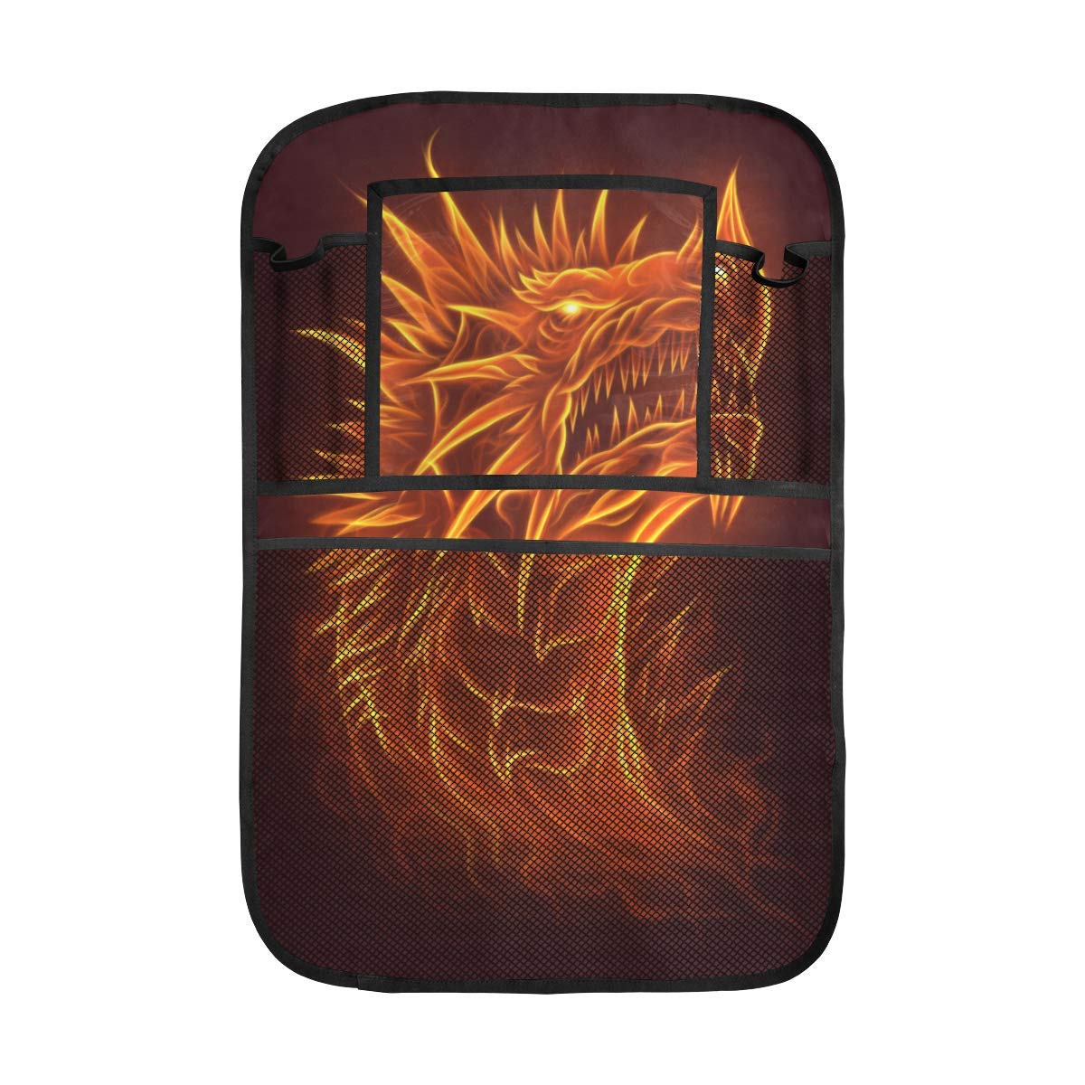 Custom Car Backseat Organizers 2-Pack with Storage Pockets - Fire Dragon Head Design - Perfect for Road Trips, Family Travel & Kids' Toys Organization