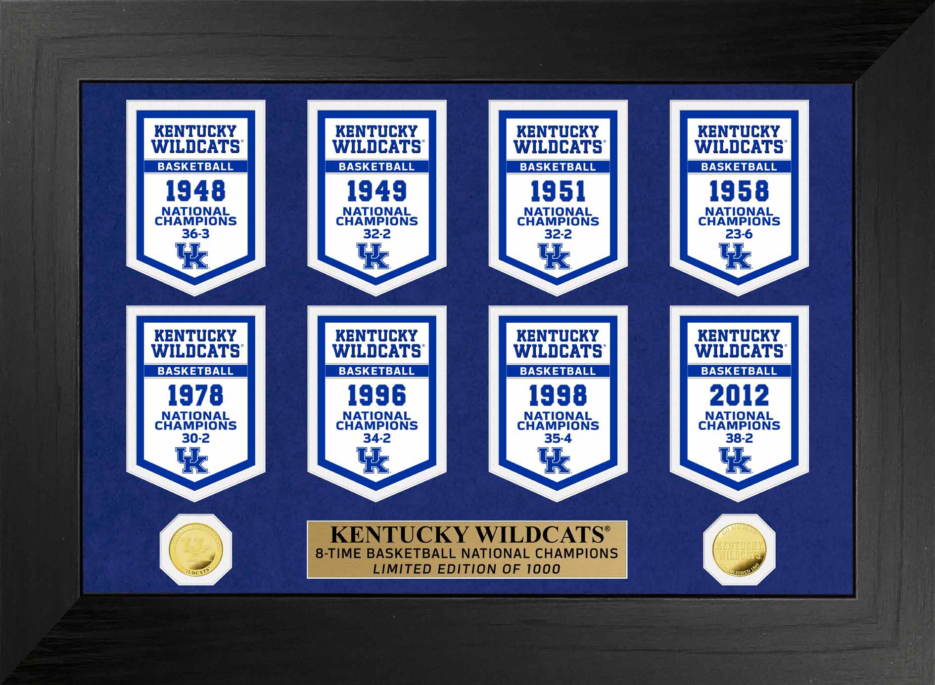 University of Kentucky Wildcats Basketball National Champions Deluxe Banner - NCAA College Sports Wall Decor for Game Room, Dorm, Office & Fan Cave
