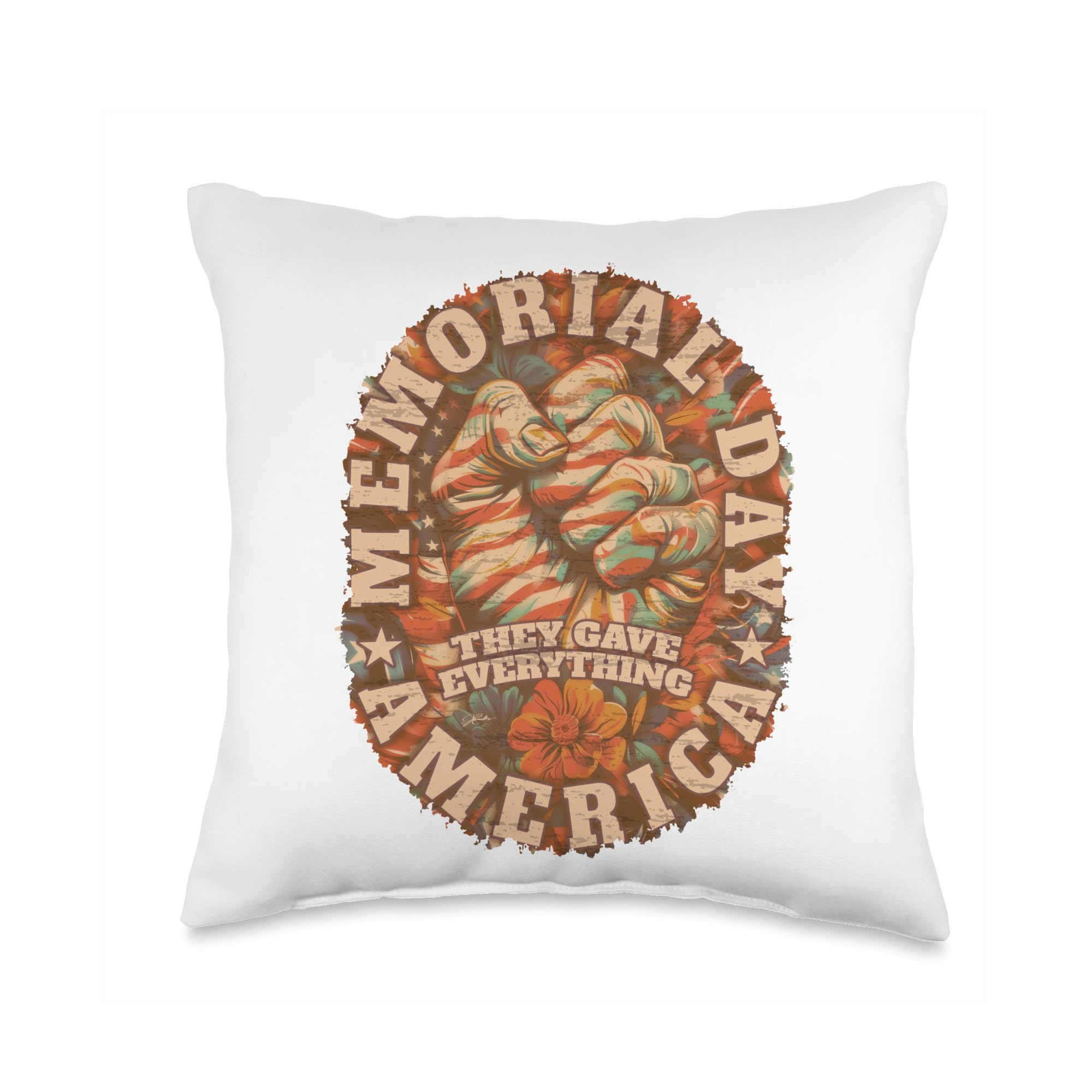 Patriotic Memorial Day Throw Pillow - USA Flag Design Home Decor for Sofa, Couch & Bed - Perfect for Holidays, Living Room & Bedroom