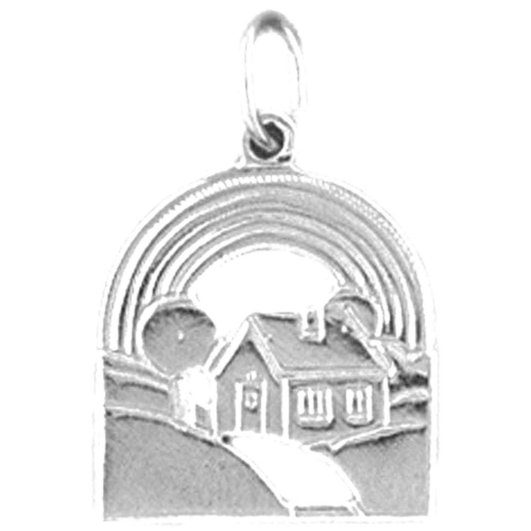 14K White Gold House Pendant Necklace - 19mm Elegant Jewelry for Women, Perfect Gift for Housewarming, Birthday & Anniversary | Jewelry Obsession Collection