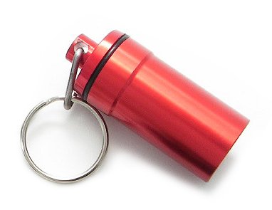 Large Key Ring Pill Box (Red) - Portable Medicine Organizer for Travel, Work & Daily Use - Compact Pill Case for Vitamins & Medication