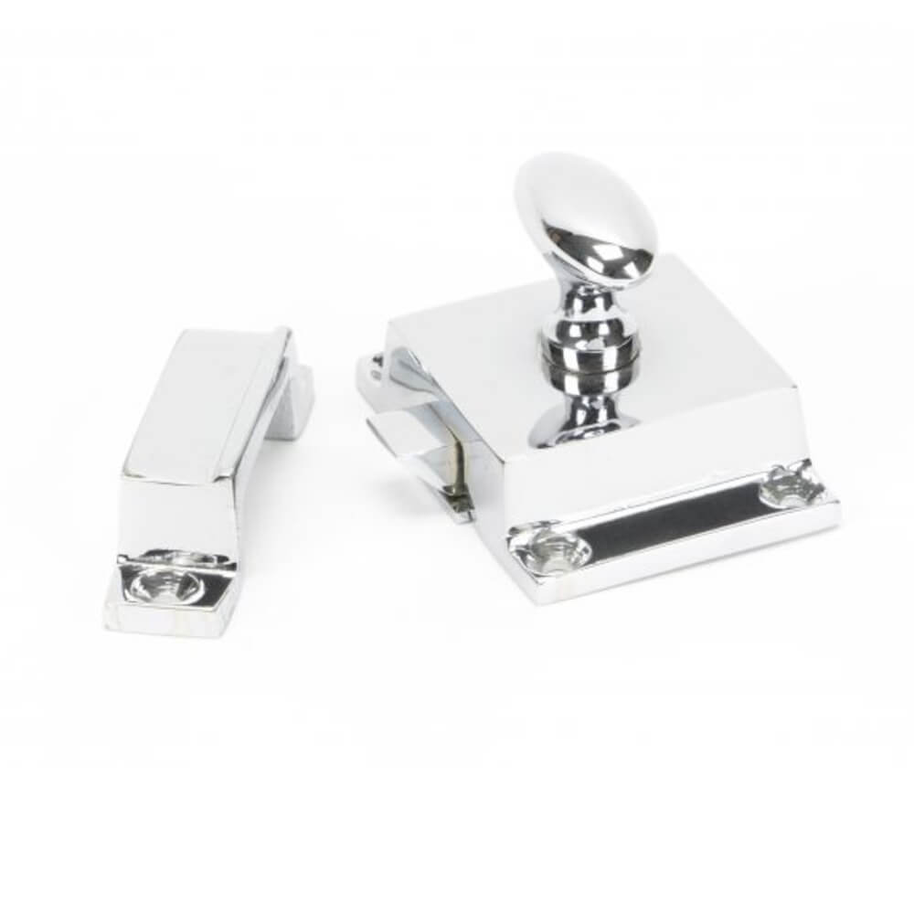 Polished Chrome Sprung Oval Cabinet Latch - Durable Kitchen & Bathroom Cabinet Hardware for Home & Office Storage Solutions
