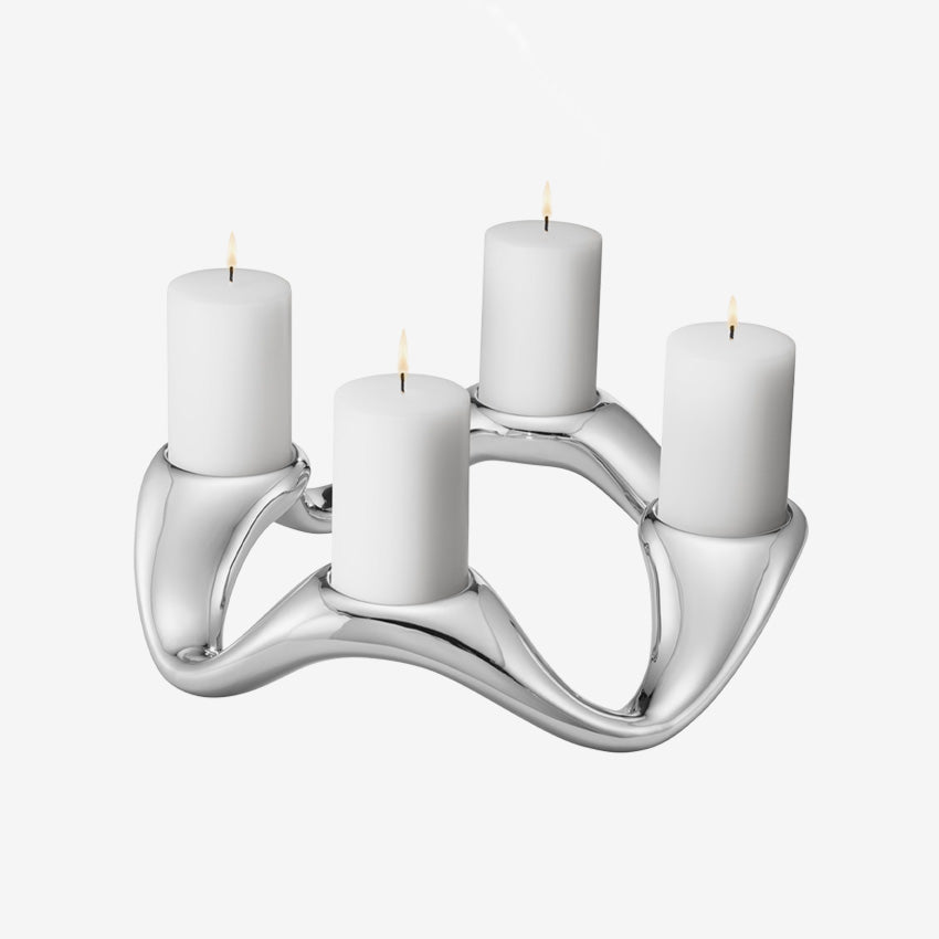 Georg Jensen Cobra Round Candle Holder - Modern Home Decor for Dining Table, Living Room & Wedding Centerpieces
