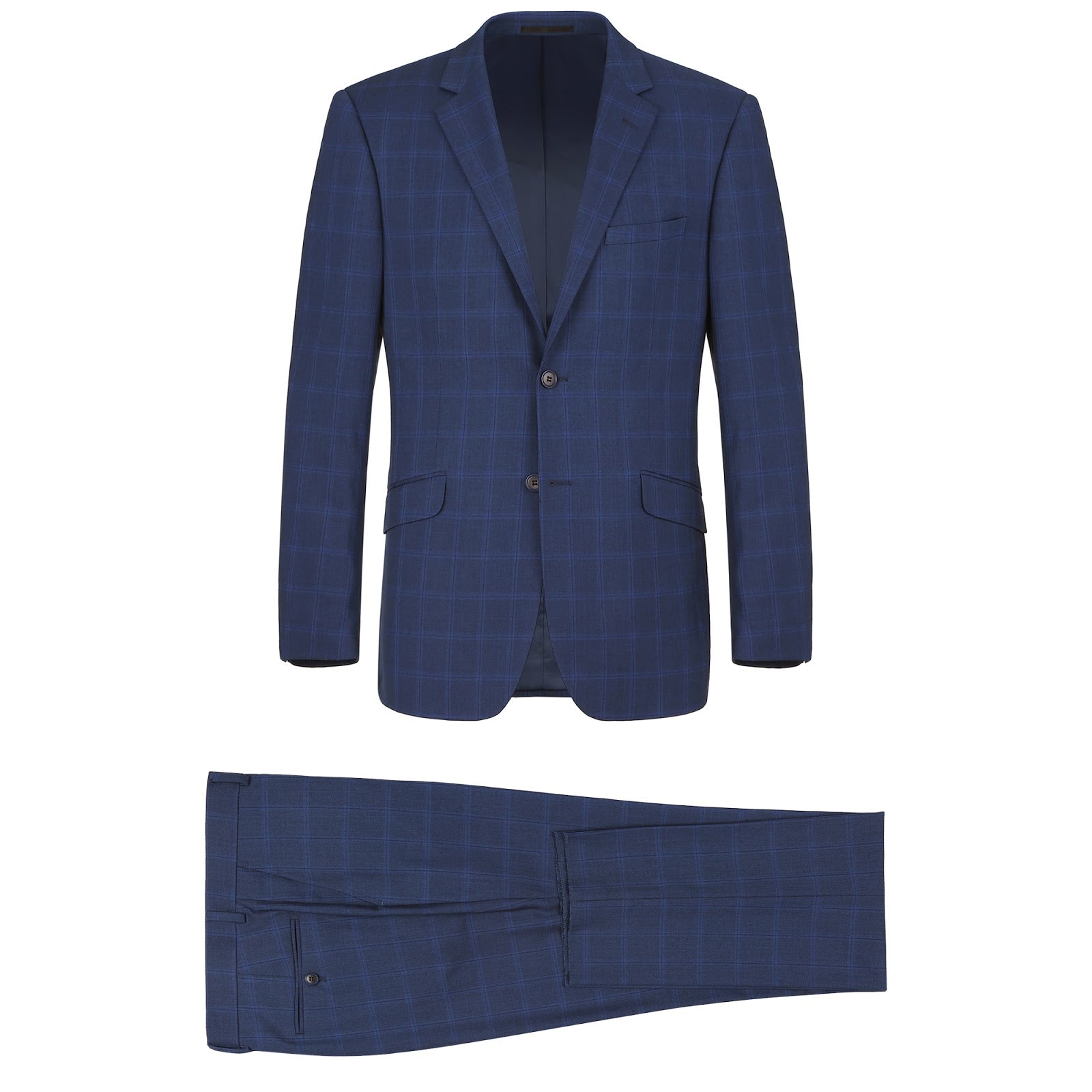 Alessandro Vitello by Renoir 2-Piece Slim Fit Single Breasted Checkered Dress Suit for Men - Perfect for Weddings, Business Meetings & Formal Events | Size 292-6