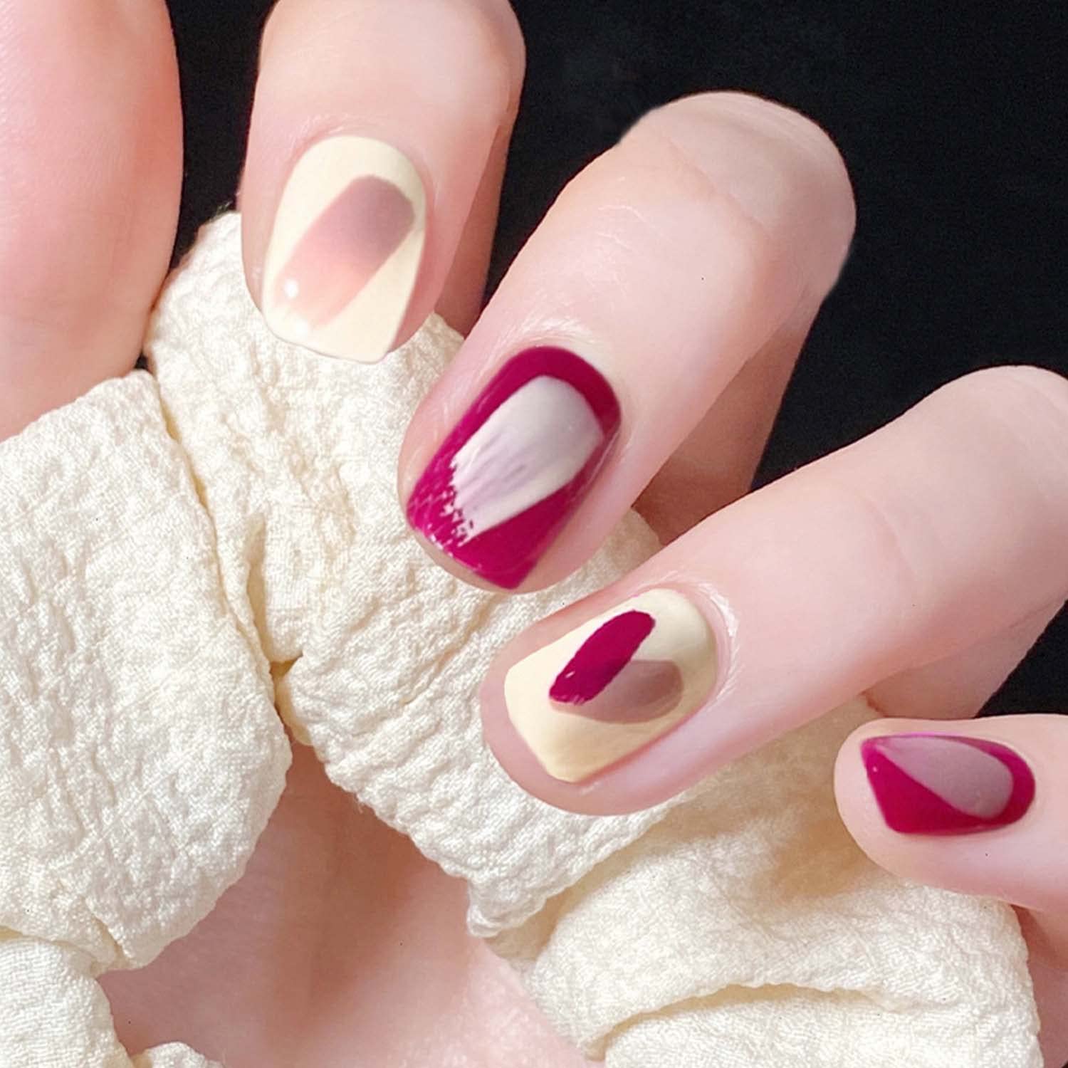 24Pcs Glossy Pink Ombre Press on Nails - Short Square Fake Nails with Full Cover Design for Women & Girls | Perfect for Parties, Weddings & Daily Wear (Pink Gradient)
