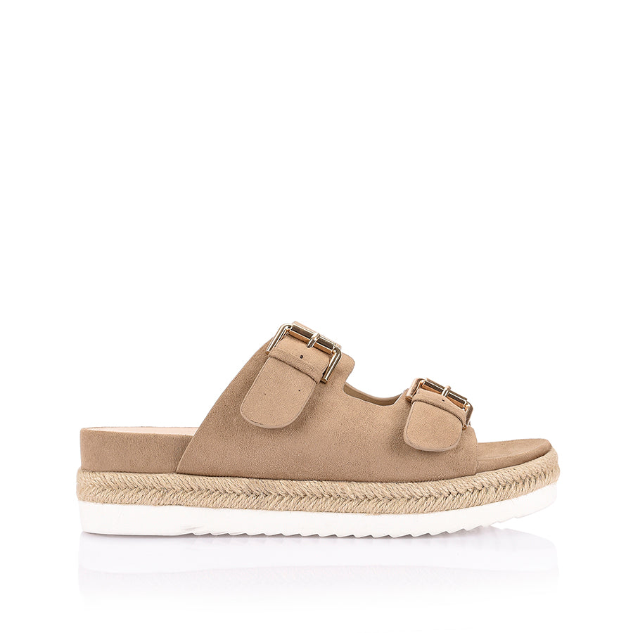 Premium Denmark Footbed Slides - Comfortable Microfiber Sandals for Men & Women | Perfect for Home, Beach, and Travel | Taupe Color