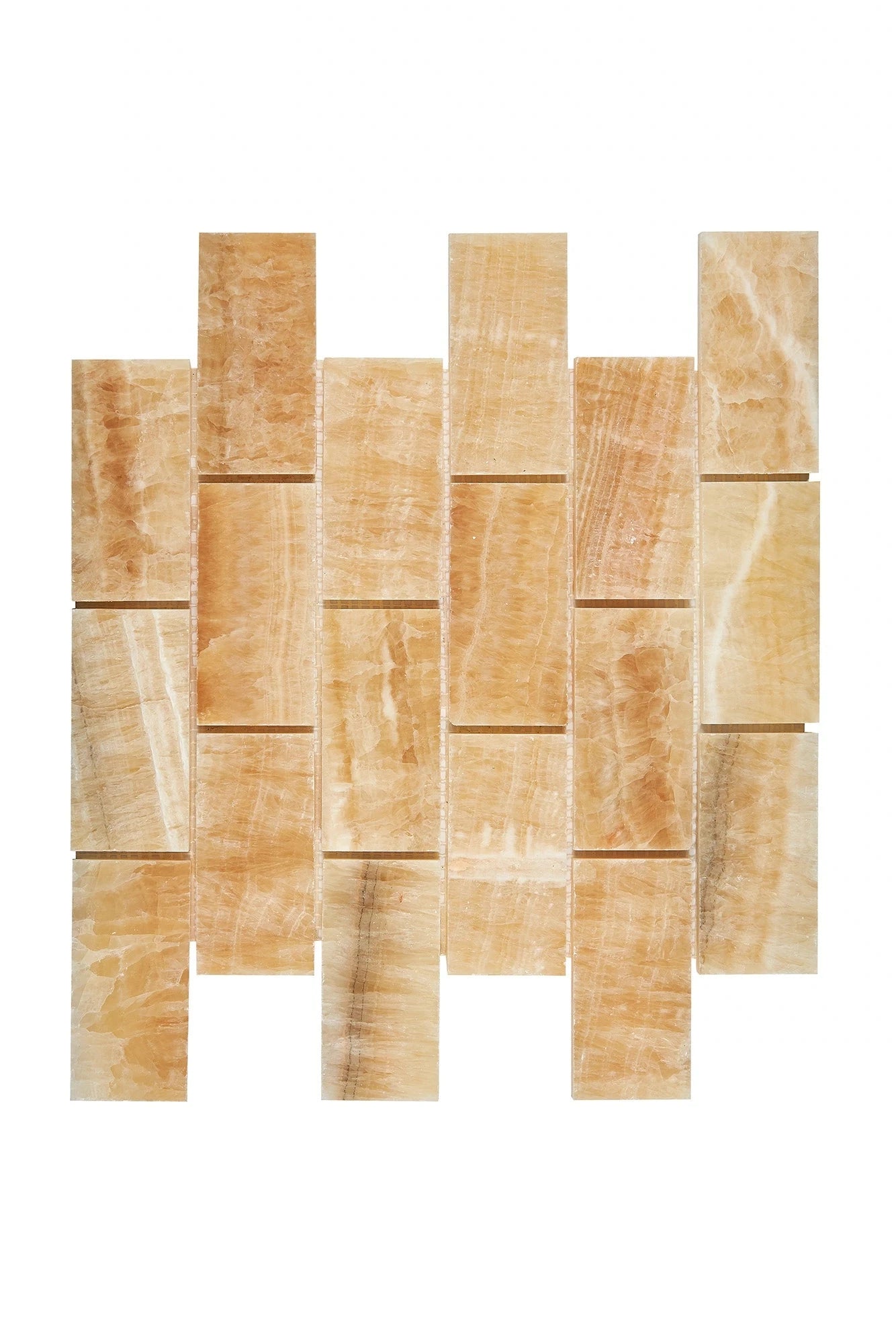 Premium Honey Onyx Stone 2x4 Brick Mosaic Tile - Polished Natural Stone Wall & Floor Tile for Bathroom, Kitchen Backsplash, Shower, and Fireplace