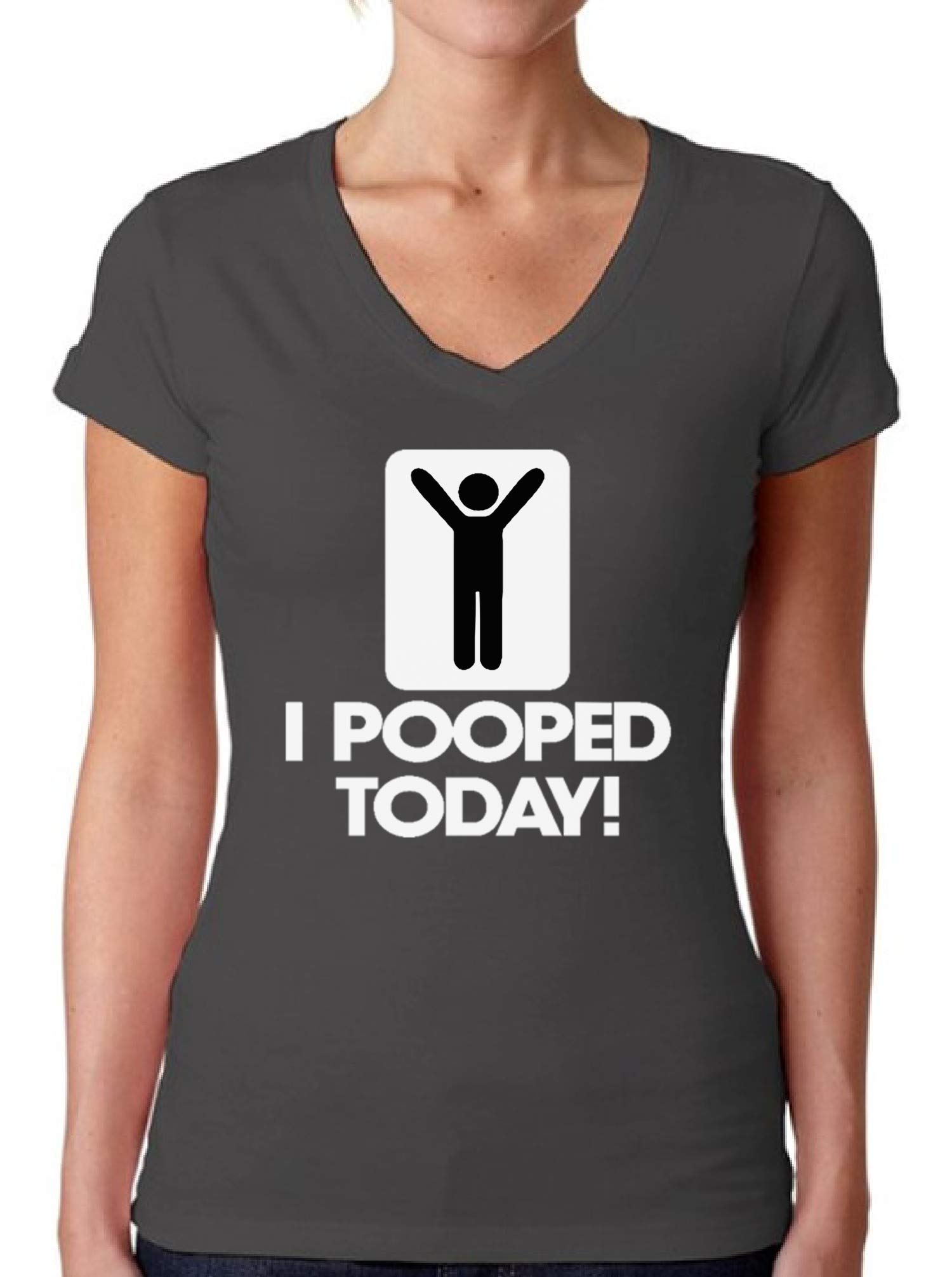 Awkwardstyles Women's 'I Pooped Today' Funny V-Neck T-Shirt - Best Friend Gift with Bookmark for Casual Wear, Gag Gifts & Humorous Occasions
