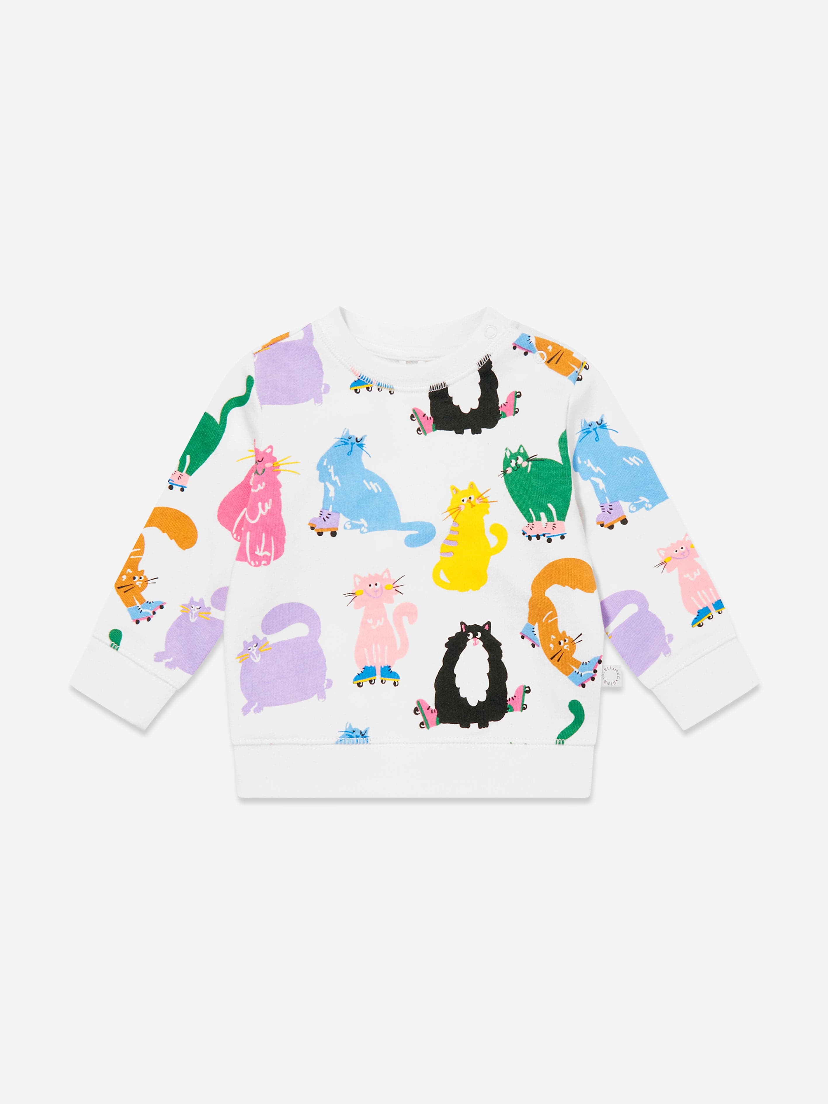 Cute Cat Print Sweatshirt for Baby Girls - Soft Ivory Pullover for Toddlers | Perfect for Playdates, Family Photos & Casual Outings